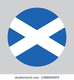 The flag of Scotland. Button flag icon. Standard color. Circle icon flag. Computer illustration. Digital illustration. Vector illustration.