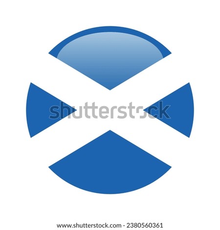 The flag of Scotland. Button flag icon. Standard color. Circle icon flag. 3d illustration. Computer illustration. Digital illustration. Vector illustration.