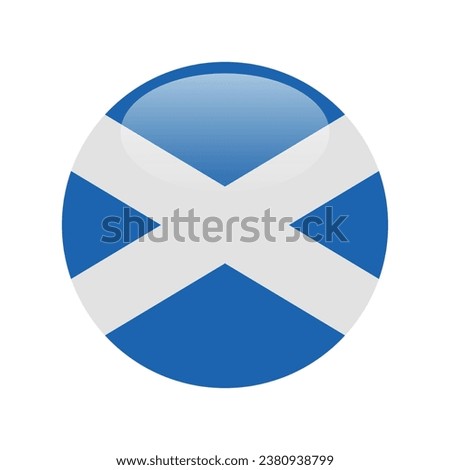 The flag of Scotland. Button flag icon. Standard color. Circle icon flag. 3d illustration. Computer illustration. Digital illustration. Vector illustration.