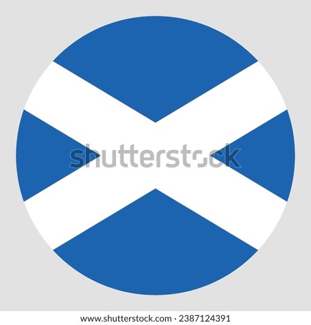 The flag of Scotland. Button flag icon. Standard color. Circle icon flag. Computer illustration. Digital illustration. Vector illustration.