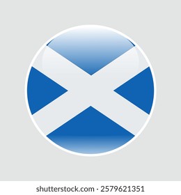 The flag of scotland. Circle icon flag. 3d illustration. glossy circle badge