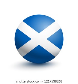 Flag of Scotland in the form of a ball isolated on white background. Vector illustration