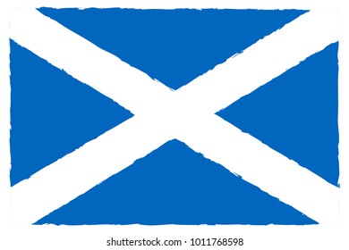 Flag of Scotland. Hand Painted with Brush. Vector Illustration.