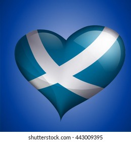 Flag of Scotland in heart shape. Vector illustration