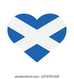 The flag of Scotland. Heart-shaped flag icon. Standard color. Heart icon flag. Computer illustration. Digital illustration. Vector illustration.
