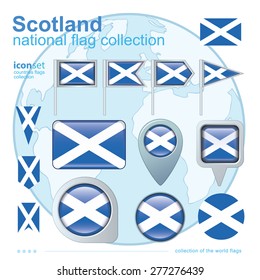 Flag Of Scotland, Icon Collection, Vector Illustration