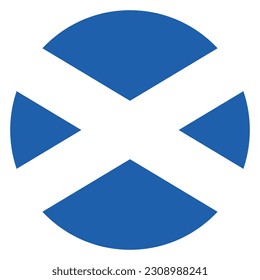 The flag of Scotland. Flag icon. Standard color. Round flag. Computer illustration. Digital illustration. Vector illustration.