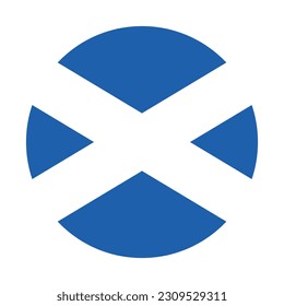 The flag of Scotland. Flag icon. Standard color. Round flag. Computer illustration. Digital illustration. Vector illustration.