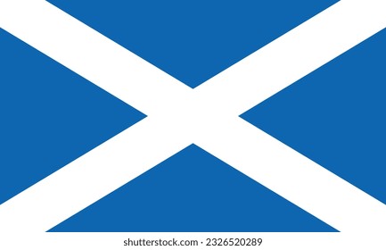 The flag of Scotland. Flag icon. Standard color. Standard size. A rectangular flag. Computer illustration. Digital illustration. Vector illustration.