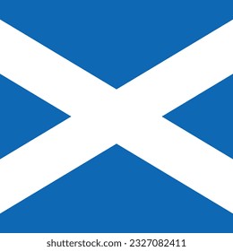 The flag of Scotland. Flag icon. Standard color. A square flag. Computer illustration. Digital illustration. Vector illustration.