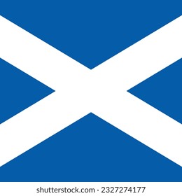 The flag of Scotland. Flag icon. Standard color. A square flag. Computer illustration. Digital illustration. Vector illustration.