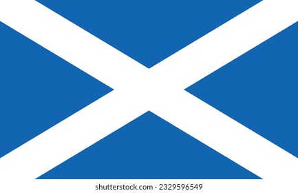 La bandera de Escocia. Icono de marca. Color estándar. Tamaño estándar. Bandera rectangular. Ilustración del equipo. Ilustración digital. Ilustración vectorial.