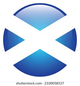 The flag of Scotland. Flag icon. Standard color. Circle icon flag. 3d illustration. Computer illustration. Digital illustration. Vector illustration.