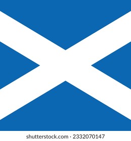 The flag of Scotland. Flag icon. Standard color. A square flag. Computer illustration. Digital illustration. Vector illustration.