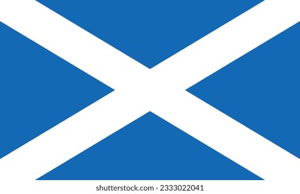 The flag of Scotland. Flag icon. Standard color. Standard size. A rectangular flag. Computer illustration. Digital illustration. Vector illustration.