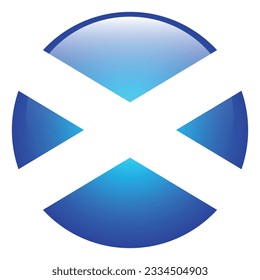 The flag of Scotland. Flag icon. Standard color. Circle icon flag. 3d illustration. Computer illustration. Digital illustration. Vector illustration.