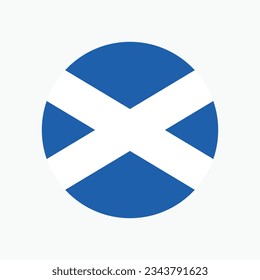 The flag of Scotland. Flag icon. Standard color. Circle icon flag. 3d illustration. Computer illustration. Digital illustration. Vector illustration.