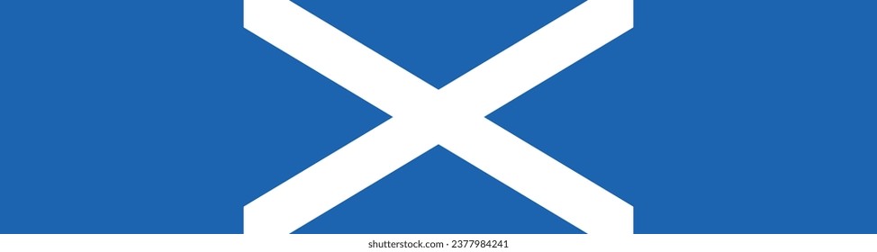 The flag of Scotland. Flag icon. Standard color. A long banner. Computer illustration. Digital illustration. Vector illustration.