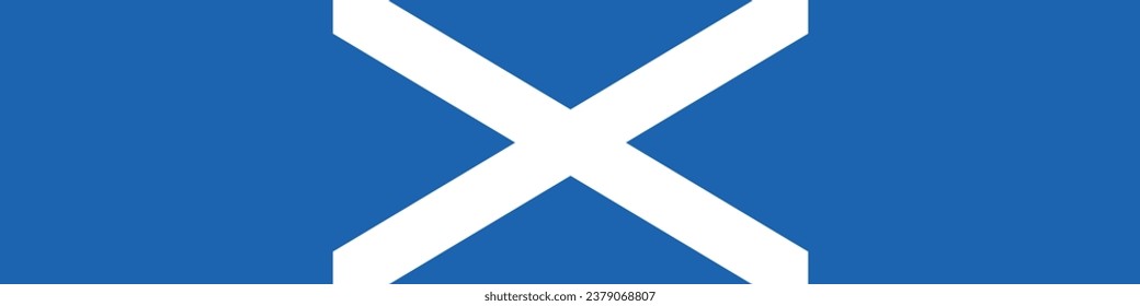 La bandera de Escocia. Icono de marca. Color estándar. Una larga pancarta. Ilustración del equipo. Ilustración digital. Ilustración vectorial.