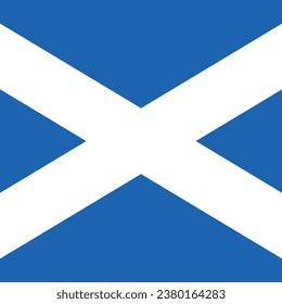 The flag of Scotland. Flag icon. Standard color. A square flag. Square icon. Computer illustration. Digital illustration. Vector illustration.
