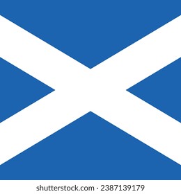 The flag of Scotland. Flag icon. Standard color. A square flag. Square icon. Computer illustration. Digital illustration. Vector illustration.