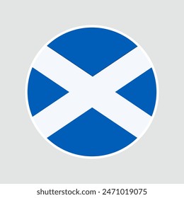 The flag of Scotland. Flag icon. Standard color. Round flag. Computer illustration. Digital illustration. Vector illustration.