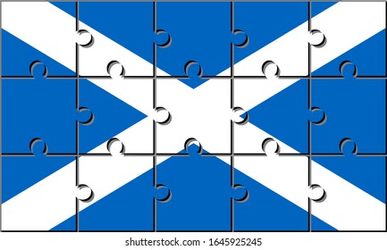 Flag of scotland made with jigsaw puzzle pieces