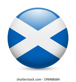 Flag Of Scotland As Round Glossy Icon. Button With Scottish Flag