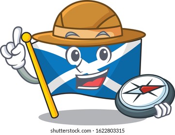 Flag scotland Scroll A stylized Explorer with a compass