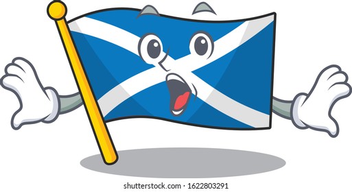 Flag scotland Scroll Surprised gesture on cartoon character style