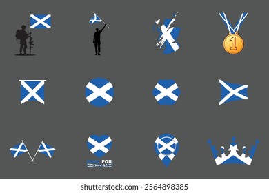 Flag of Scotland Set, Original and simple Scotland flag Bundle, vector illustration of Scotland flag Collection
