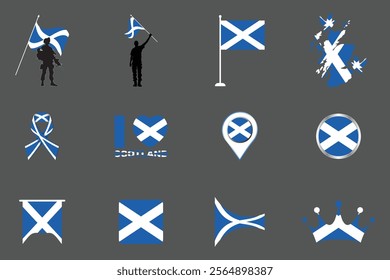 Flag of Scotland Set, Original and simple Scotland flag Bundle, vector illustration of Scotland flag Collection
