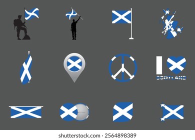 Flag of Scotland Set, Original and simple Scotland flag Bundle, vector illustration of Scotland flag Collection
