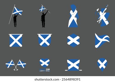 Flag of Scotland Set, Original and simple Scotland flag Bundle, vector illustration of Scotland flag Collection
