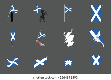 Flag of Scotland Set, Original and simple Scotland flag Bundle, vector illustration of Scotland flag Collection
