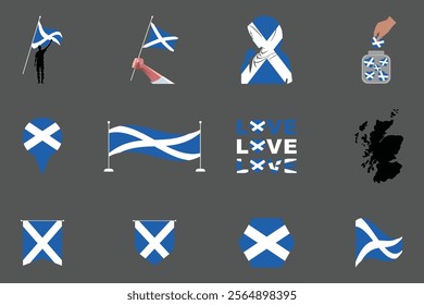 Flag of Scotland Set, Original and simple Scotland flag Bundle, vector illustration of Scotland flag Collection
