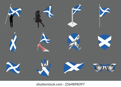 Flag of Scotland Set, Original and simple Scotland flag Bundle, vector illustration of Scotland flag Collection
