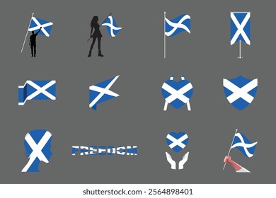 Flag of Scotland Set, Original and simple Scotland flag Bundle, vector illustration of Scotland flag Collection
