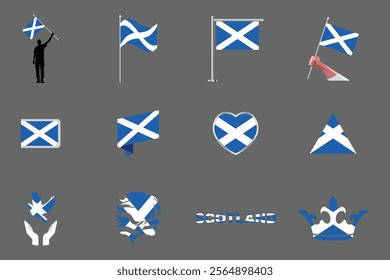 Flag of Scotland Set, Original and simple Scotland flag Bundle, vector illustration of Scotland flag Collection
