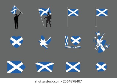 Flag of Scotland Set, Original and simple Scotland flag Bundle, vector illustration of Scotland flag Collection
