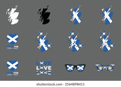 Flag of Scotland Set, Original and simple Scotland flag Bundle, vector illustration of Scotland flag Collection
