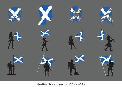 Flag of Scotland Set, Original and simple Scotland flag Bundle, vector illustration of Scotland flag Collection
