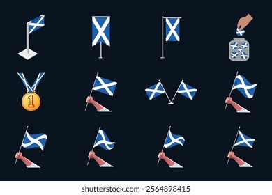 Flag of Scotland Set, Original and simple Scotland flag Bundle, vector illustration of Scotland flag Collection
