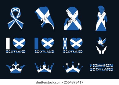 Flag of Scotland Set, Original and simple Scotland flag Bundle, vector illustration of Scotland flag Collection
