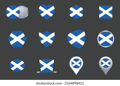 Flag of Scotland Set, Original and simple Scotland flag Bundle, vector illustration of Scotland flag Collection
