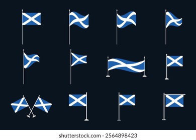 Flag of Scotland Set, Original and simple Scotland flag Bundle, vector illustration of Scotland flag Collection
