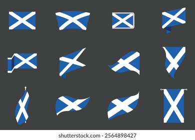 Flag of Scotland Set, Original and simple Scotland flag Bundle, vector illustration of Scotland flag Collection
