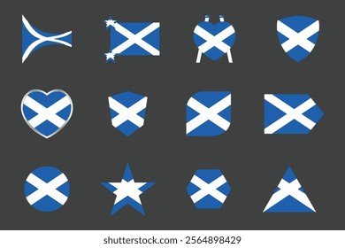 Flag of Scotland Set, Original and simple Scotland flag Bundle, vector illustration of Scotland flag Collection
