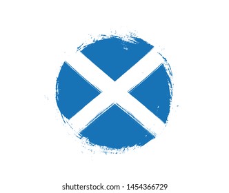 Flag of Scotland. Vector  Scotland flag in circle. 