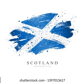 Flag of Scotland. Vector illustration on white background. Brush strokes drawn by hand. Scotland Independence Day.